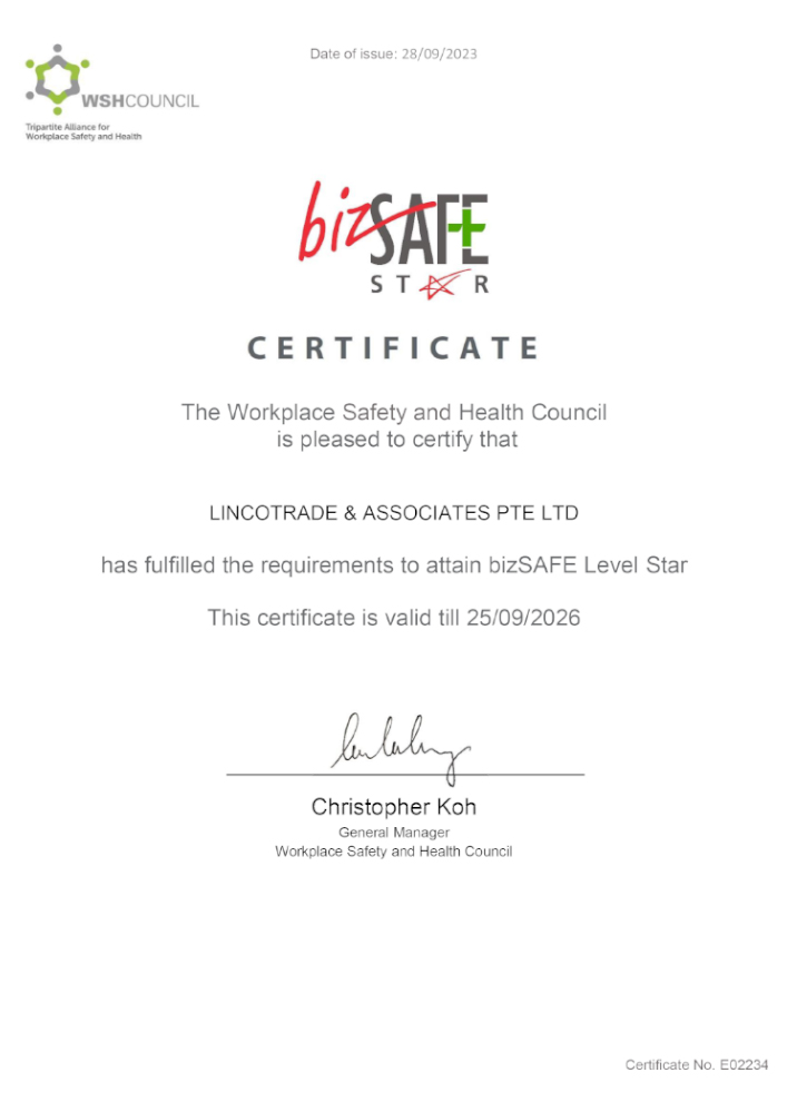 Lincotrade-Bizsafe-Star-Certificate